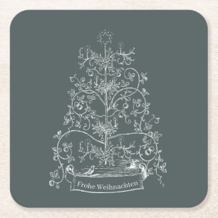 Old World German Christmas Square Paper Coaster