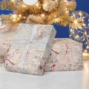 Old World Gold Mining Map (1907) Wrapping Paper