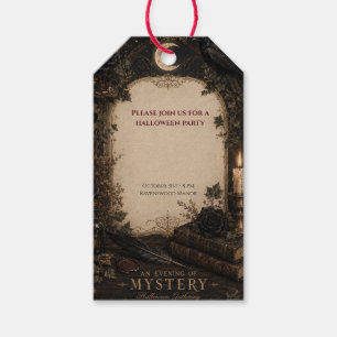 Old World Gothic Halloween Burgundy Roses, Ivy Gift Tags