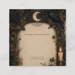 Old World Gothic Halloween Burgundy Roses, Ivy Square Business Card