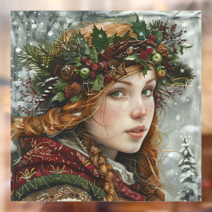 Old World Lady Window Cling