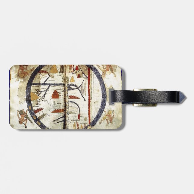 Old world map, 12th century luggage tag (Back Horizontal)