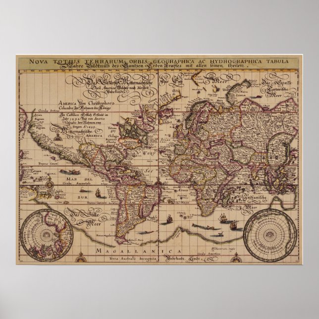 "Old World Map 16th Century Replica Poster (Front)