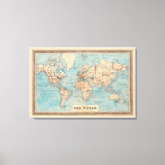 Old World Map 1876 Antique map Canvas Print (Front)