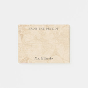 Old World Map Add Name 4x3 Post-it Notes
