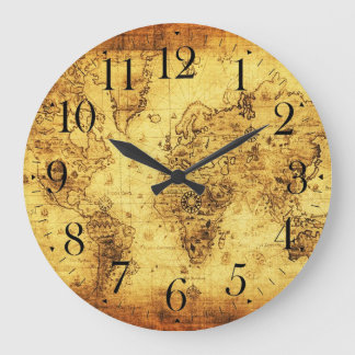 Old World Map Antique History Designer Clock