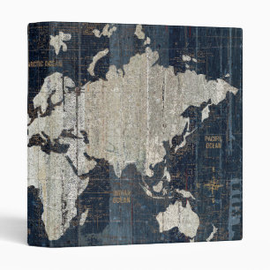 Old World Map Blue Binder