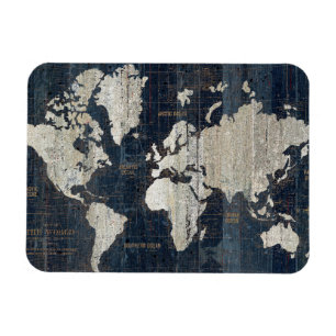Old World Map Blue Magnet