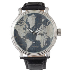 Old World Map Blue Watch