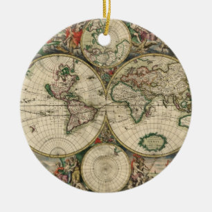 Old world map ceramic ornament