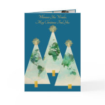 Old World Map Christmas Tree Card 