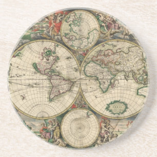 Old world map coaster