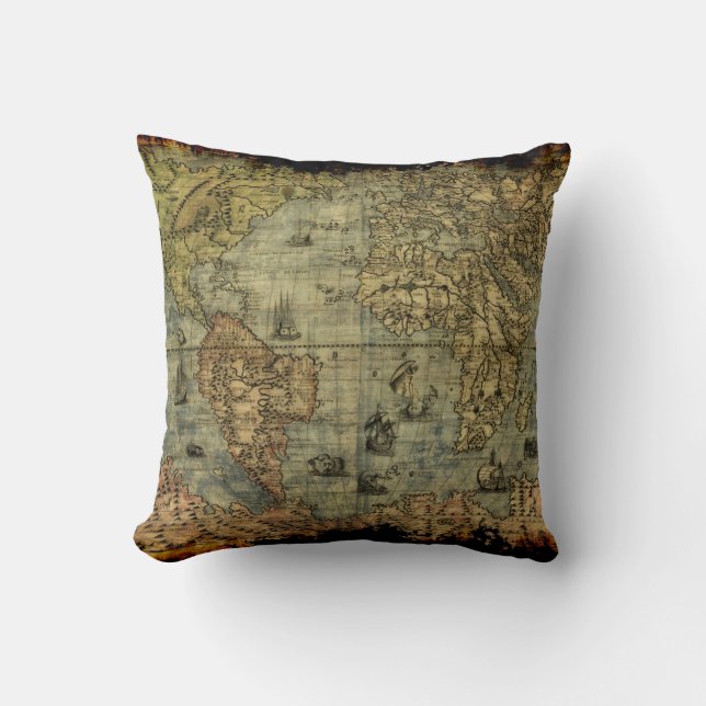 Old World Map Decor Cushion (Front)