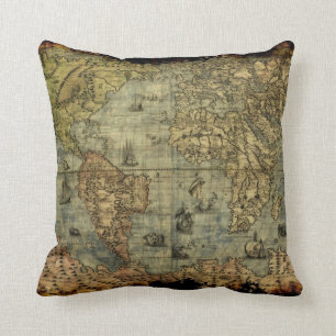 Old World Map Decor Cushion