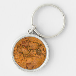 Old World Map Designer Gift Keychain