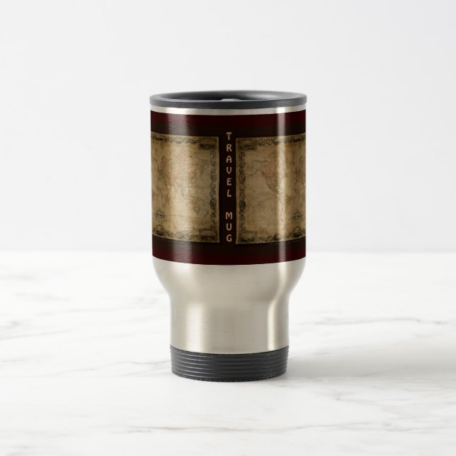 Old World Map Designer Gift Travel Mug (Center)