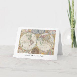 Old World Map from 1794 - Good Luck on Your Trip Card