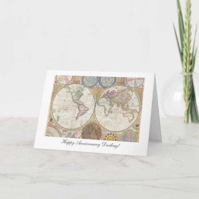 Old World Map from 1794 - Happy Anniversary Card (Front)