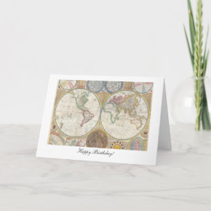 Old World Map from 1794 - Happy Birthday Card
