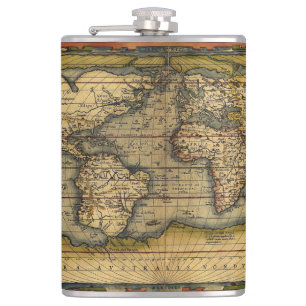Old World Map Hip Flask