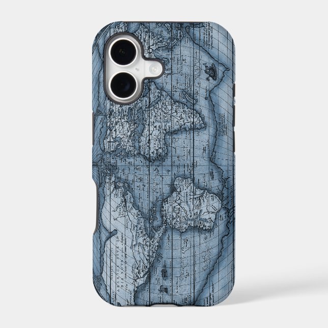 Old World Map In Blue (Back)