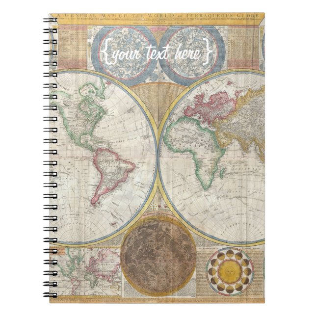 Old World Map In Double Hemispheres, 1794 Notebook (Front)