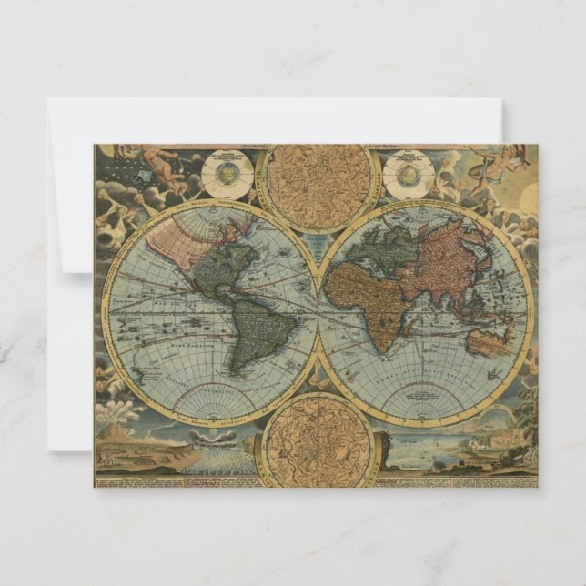 Old World Map Invitation Cards (Front)