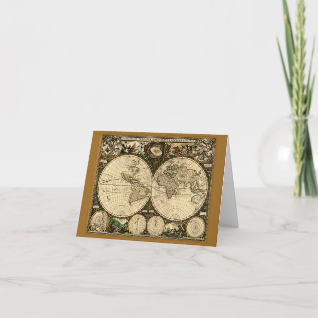 Old World Map Note Card (Front)