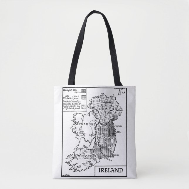 Old World Map Of Ireland art Illustration  Tote Bag (Front)