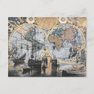 Old World Map - Out to Sea Postcard