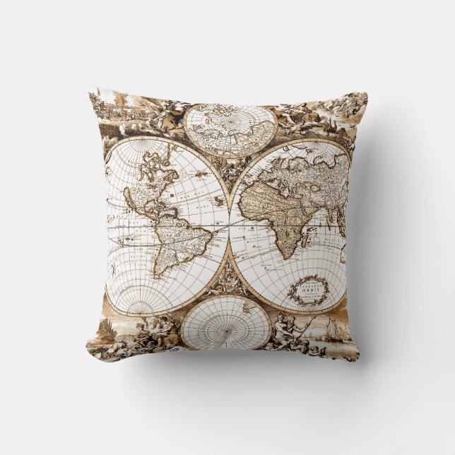 Old World Map Pillow (Front)