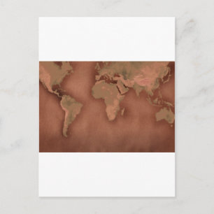 old world map postcard