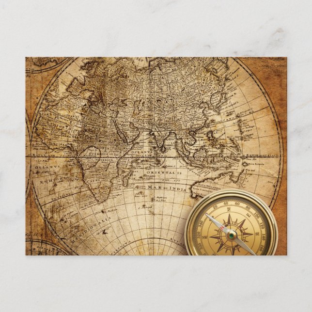 Old World Map Postcard (Front)