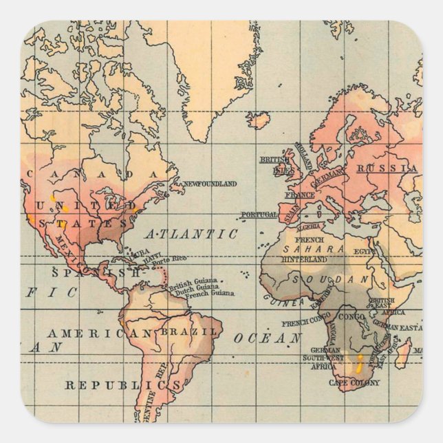 Old World Map Square Sticker (Front)