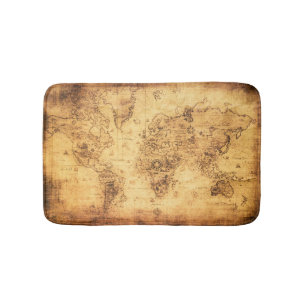Old World Map: Stained Parchment Vintage Bath Mat
