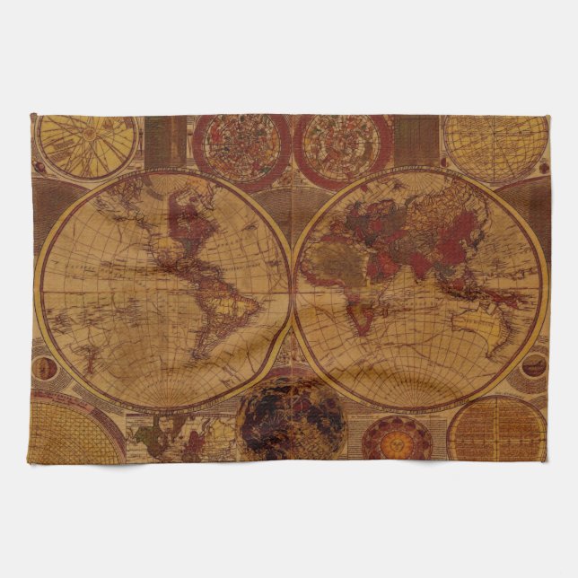 Old World Map Tea Towels (Horizontal)