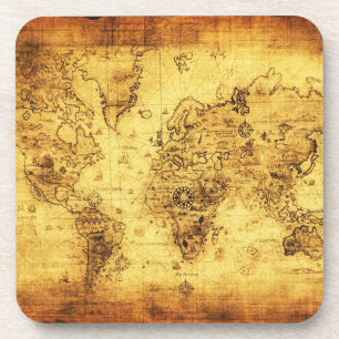 Old World Map Vintage Cork Coasters