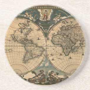 Old World Map Vintage Earth Gift Coaster