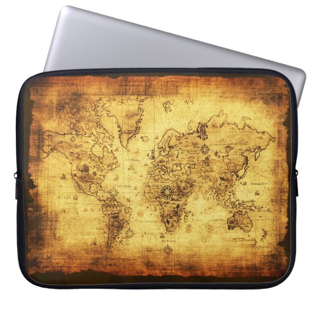 Old World Map Vintage Laptop Sleeve (Front)