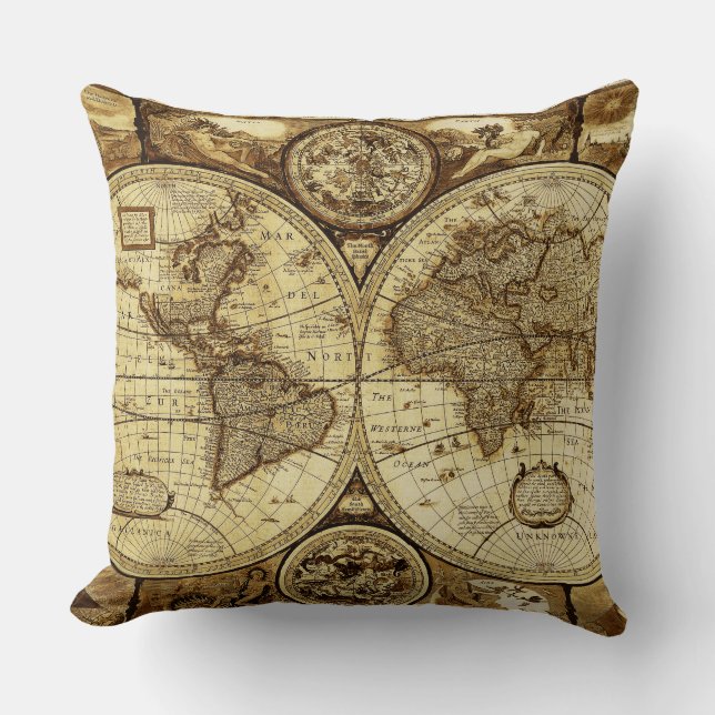 old world Maps Beautiful Throw Pillow (Front)