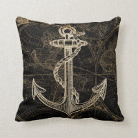 Old World Nautical Anchor Monogram Black
