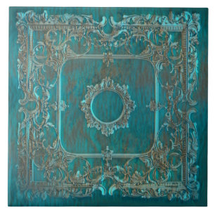 Old world patina look glow design tile
