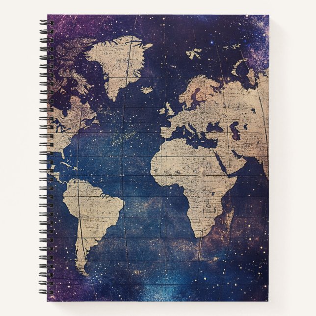 Old World Purple Celestial Star Map Notebook (Front)