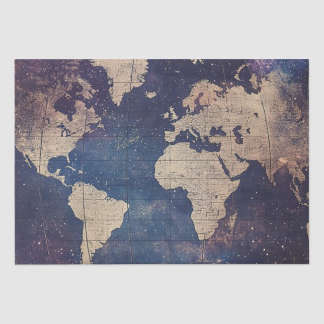 Old World Purple Celestial Star Map Tissue Paper (Front)