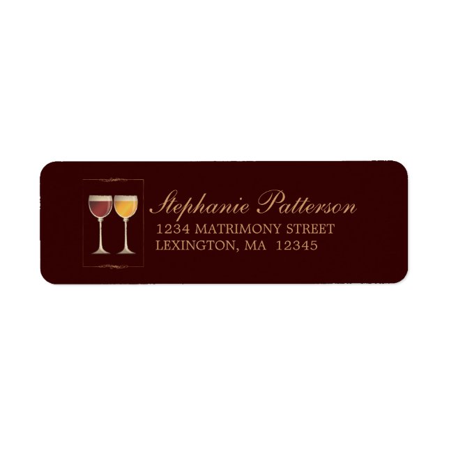 Old World Red & White Wine Glass Address Labels (Front)