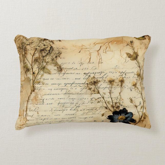 Old World Romantic Parchment Letter Accent Pillow (Front)