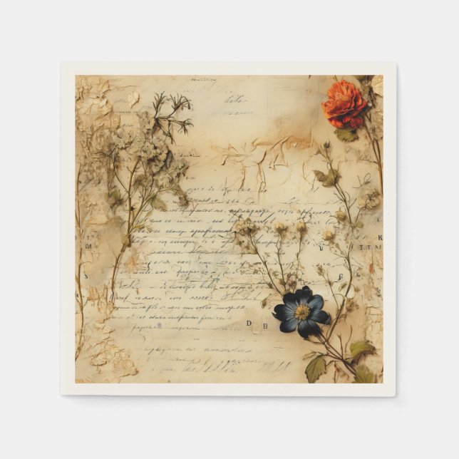 Old World Romantic Parchment Letter Napkin (Front)