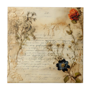 Old World Romantic Parchment Letter Tile