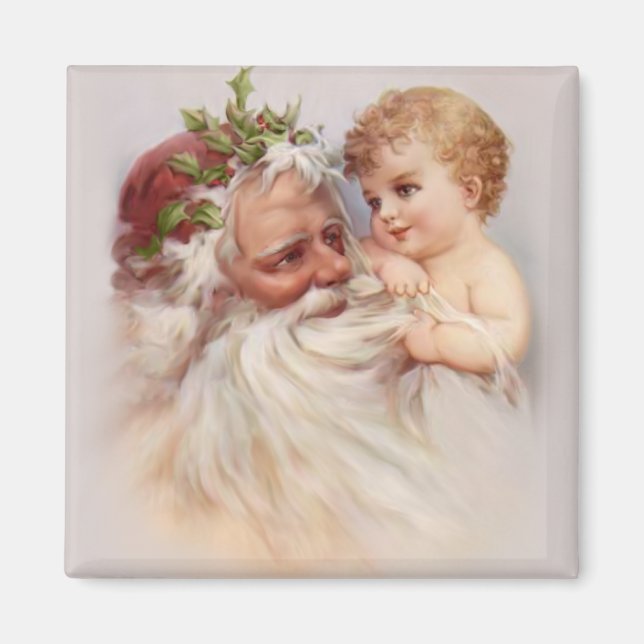 Old World Santa and Cherub Magnet (Front)