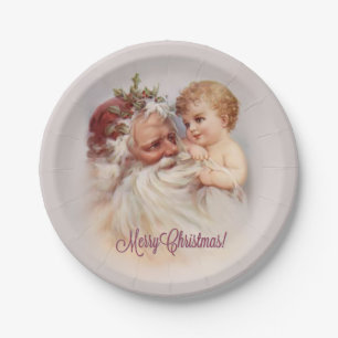 Old World Santa and Cherub - Porcela Paper Plates